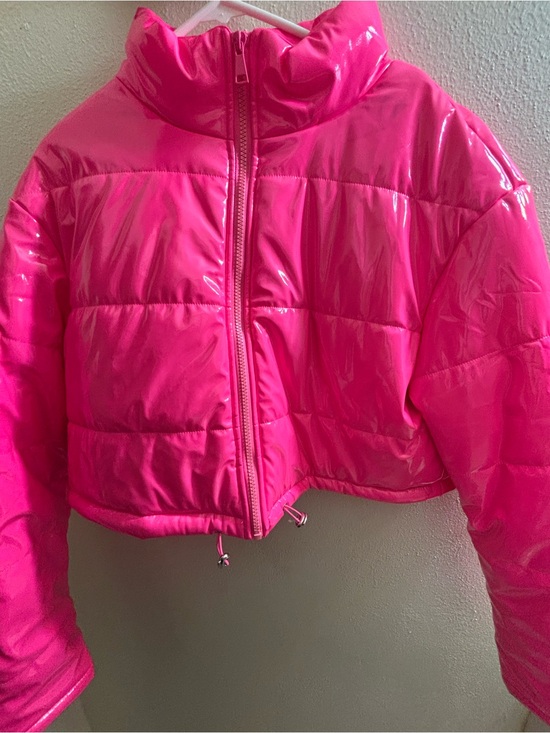 Jackets & Blazers - Hot Pink Shiny Puffer Jacket